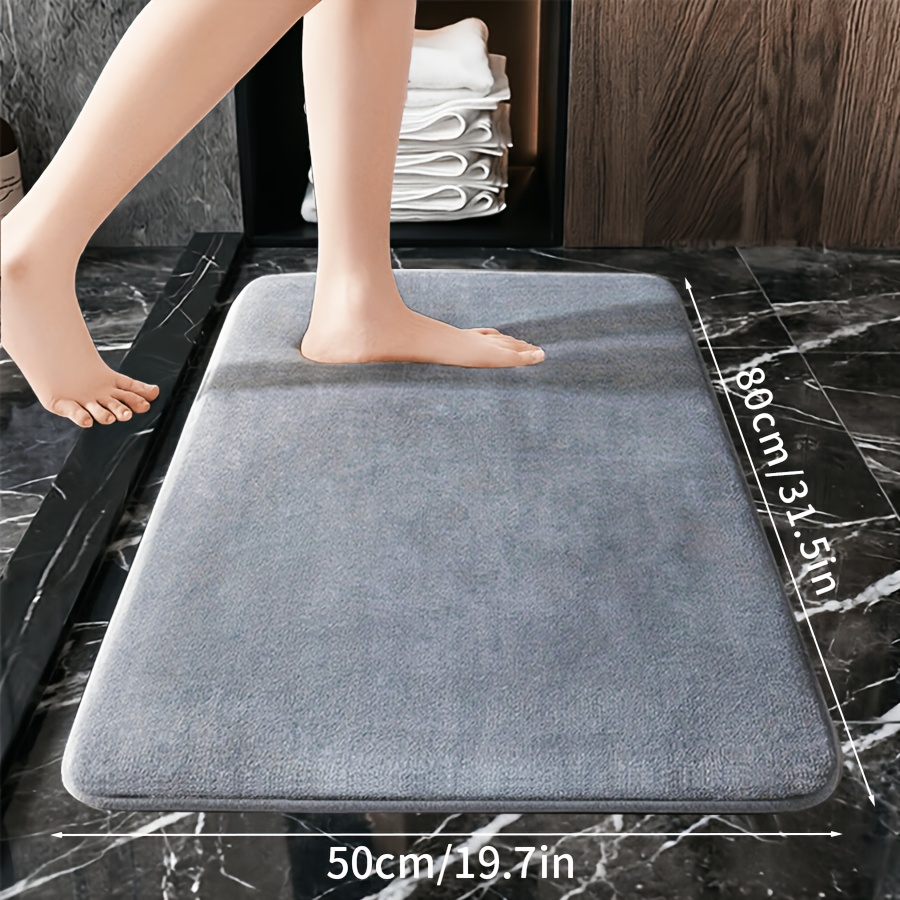 TEMU 1pc Absorbent Mat 25d Thickened Non-slip Machine Washable Luxury Memory Foam Bath Mat Quick-dry Thickened Toilet Rug Soft Decor Living Room