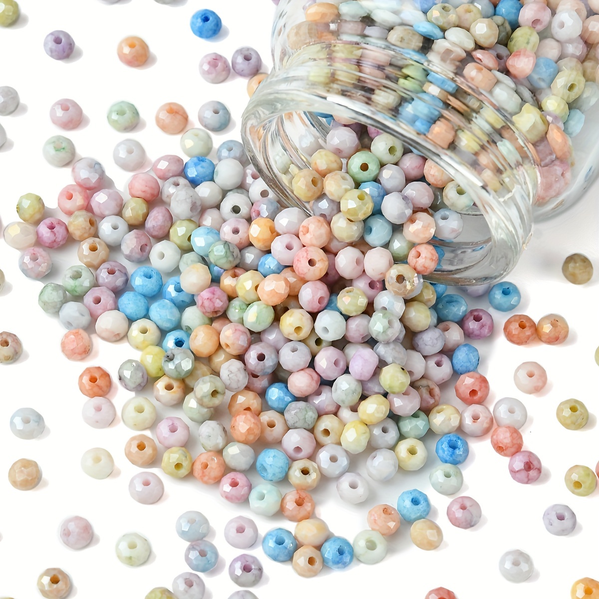 

About 300pcs 4mm Mixed Color Faceted Electroplated Glass Flat Beads For Jewelry Making Diy Beaded Fashion Bracelet Necklace Handmade Craft Supplies