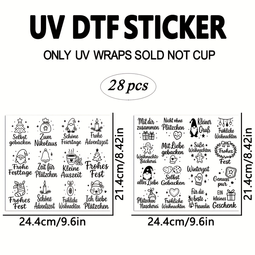 Image of 28pcs German Christmas Baking With Christmas Gnomes And Gingerbread Men Design Decal Sticker -transfer Paper For Furniture, Glass, Easy To Apply, Diy Inspiration