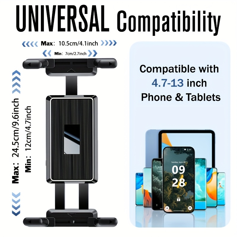 New Tablet Holder Phone Holder for Microphone Stand, Railing and Handlebar, Mic Music Stand Tablet Holder for Pad, Universal Smartphone Tablet Mic Stand Mount, Fits Devices from Screen Size 4.7 to 13 Inches