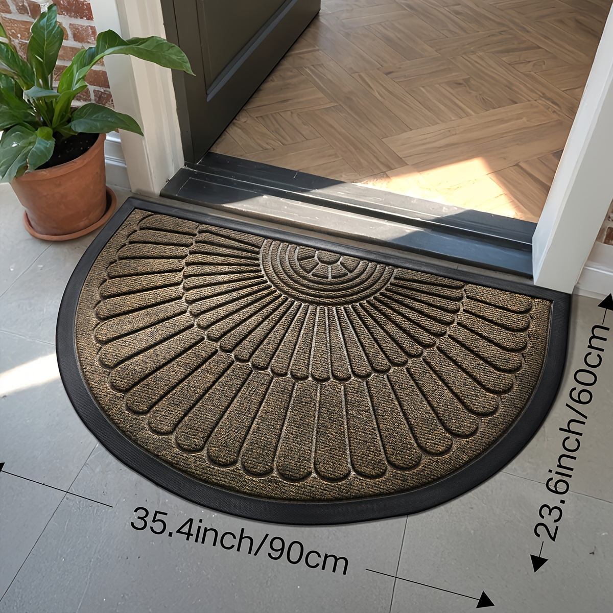 Outdoor Indoor Door Mat - Semi-circular Durable Rubber Anti-slip Front Door Mat, Suitable For Indoor And Outdoor Entrances And Foyer, Can Capture Dirt, Welcome And Shoes Covered In Mud Stains