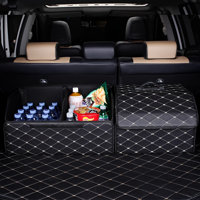 

1 Set Leather Car Trunk Organizer, Foldable Storage Boxes, Portable Automobile Organizers For Vehicle Organization