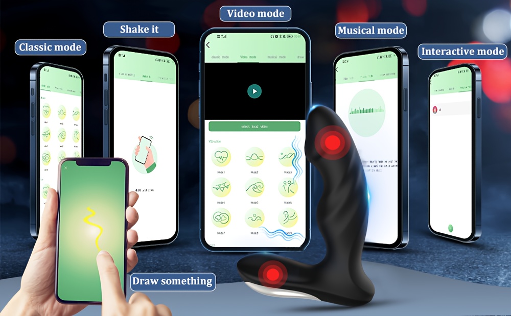 Finger-like Wiggle Prostate Massager | Remote Control Dual Vibrating Anal Vibrator for Men, Butt Plug, Perineum Stimulator, USB Rechargeable, Wireless with App Function, Black.