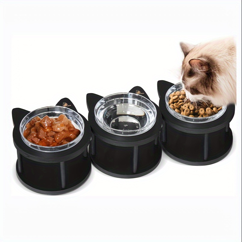 

Elevated Cat Bowls, Tilted Raised Cat Food Water Bowls, Indoor Cat Dishes With Bamboo Stand Anti Vomiting, Elevated Tilted Kitty Dishes Set Of 3, Pet Dishes Stand Feeder With Anti Slip Feet For Cats