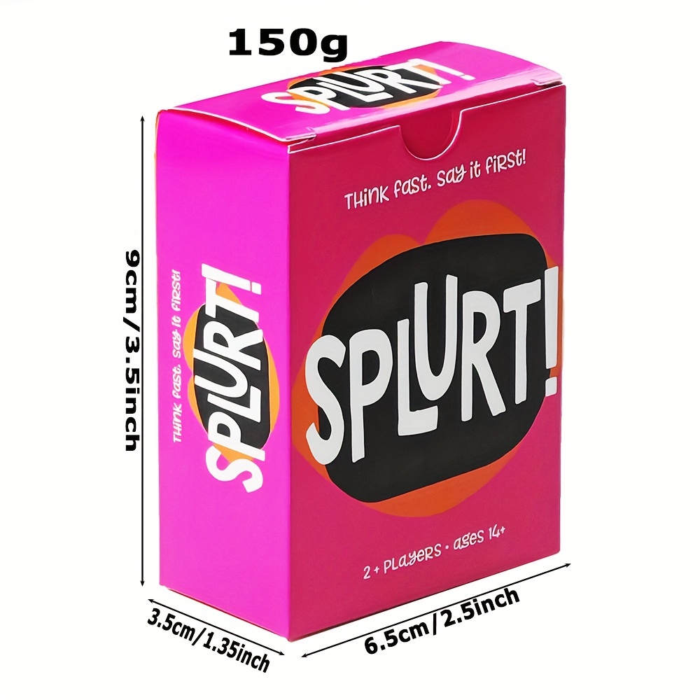 1 Deck Splurt Card Game - Quick Thinking & Speaking Party Game for 2 Players, Ages 14+, Cardstock Material