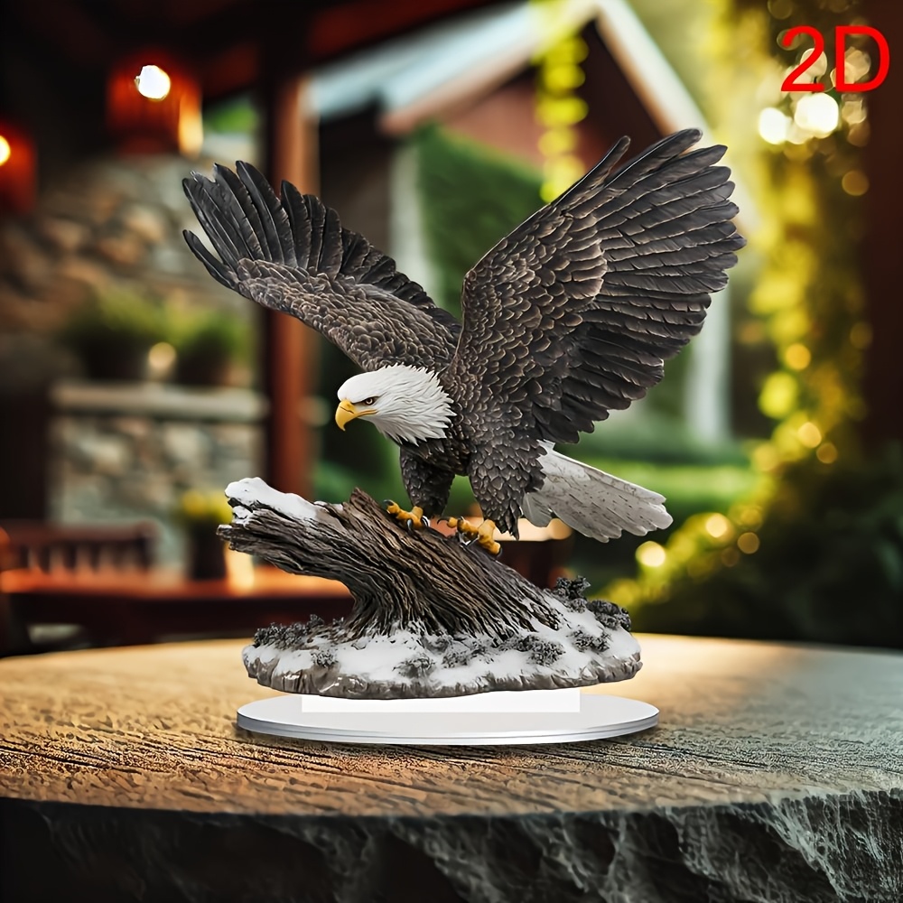 TEMU 2d Flat, 2d Flat Productsstatue Ornaments Eagle Ornament With Wings Spread, Desktop Decoration, Suitable For Desk, Bedroom, Office, Dining Room, Bookshelf, Living Room, Kitchen, Store, 2d Flat