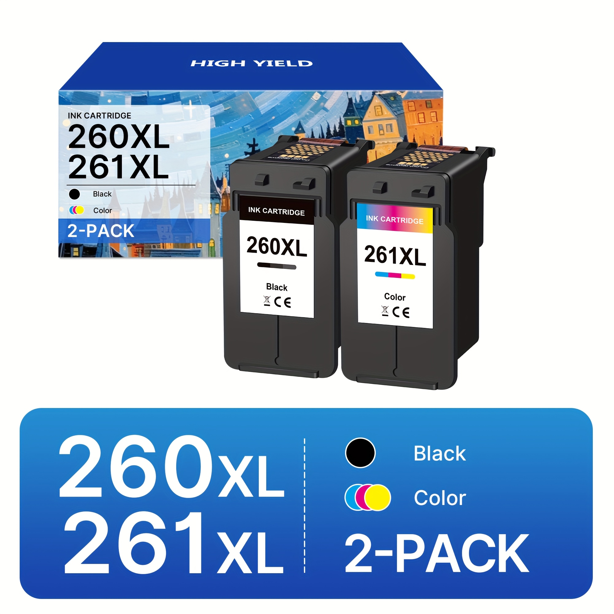 TEMU 2-pack Compatible Ink Cartridges Replacement For Pg-260 Xl Cl-261 Xl 260xl 261xl - 260/261 Xl Black & Tri-color Ink Cartridges For Ts5320 Ts6420