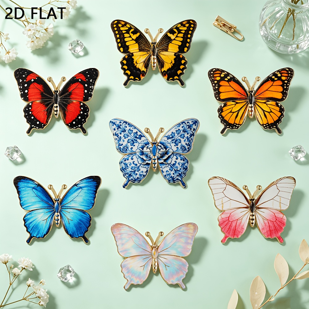 TEMU Ensemble de 7 broches papillon colorées en émail, épingles papillon réalistes, cadeau accessoire de mode vintage