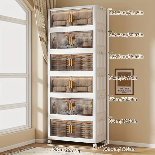 item picture 68cm front length 36 5cm side width 2 3 4 5 6 tier storage cabinet lidded storage room storage magnetic cabinet folding cabinet magnetic function assembly cabinet easy storage cabinet
