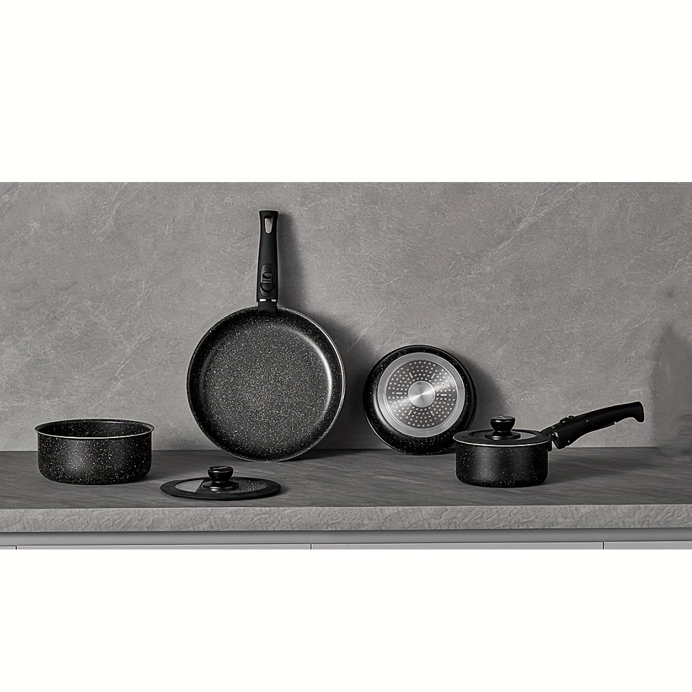 8pcs Pots And Pans Set Nonstickwith 2 Detachable Handles And 2 Lids, Aluminum