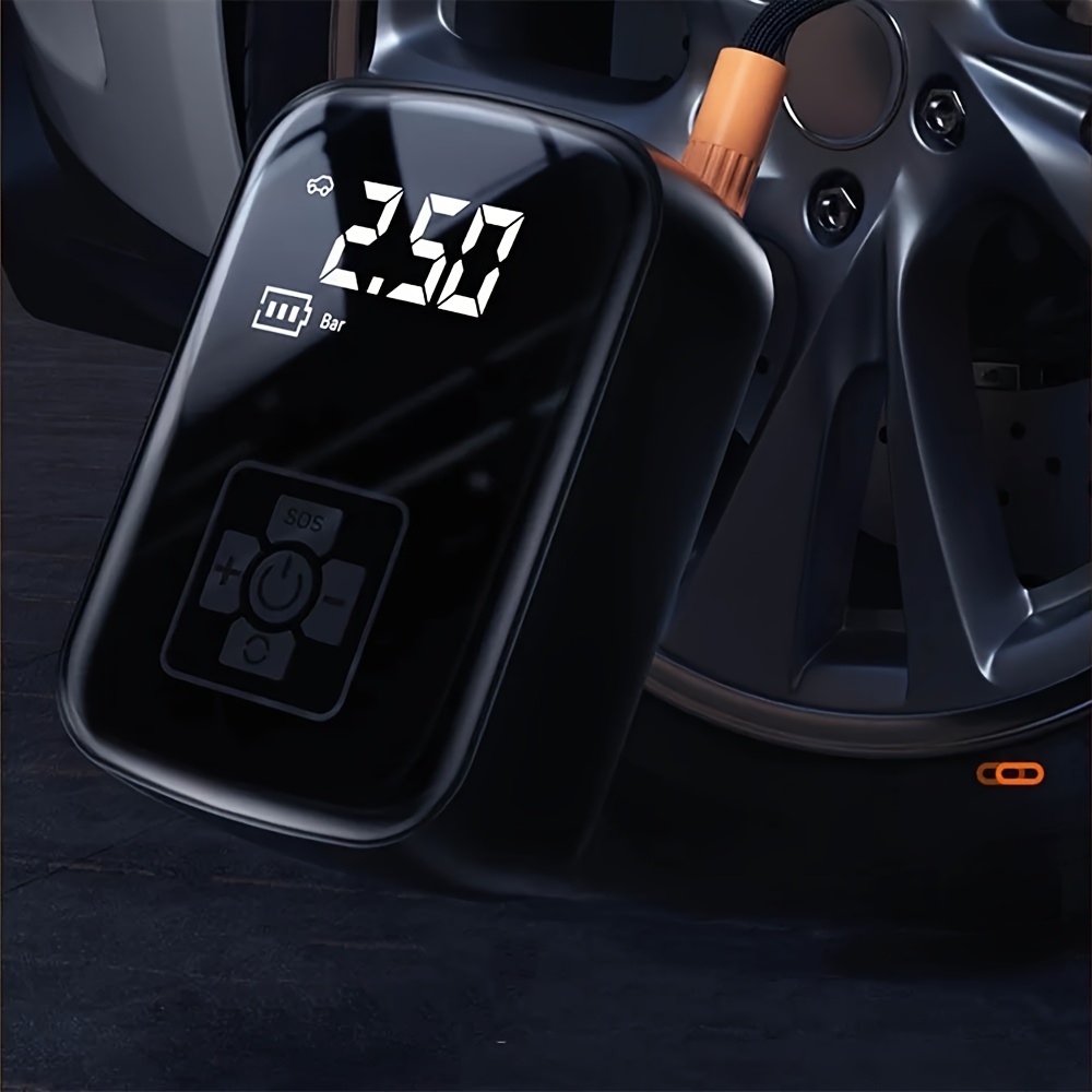 Ultra-Fast 150PSI Cordless Tire Inflator with LED Light & Digital Display - Portable Air Compressor for Car, Motorcycle, Bicycle & Sports Ball Pumps, Durable ABS Material, Rechargeable 18650 Lithium Battery, USB Type-C Cable Included, Quick Inflation System for Vehicles, Portable Tire Inflato