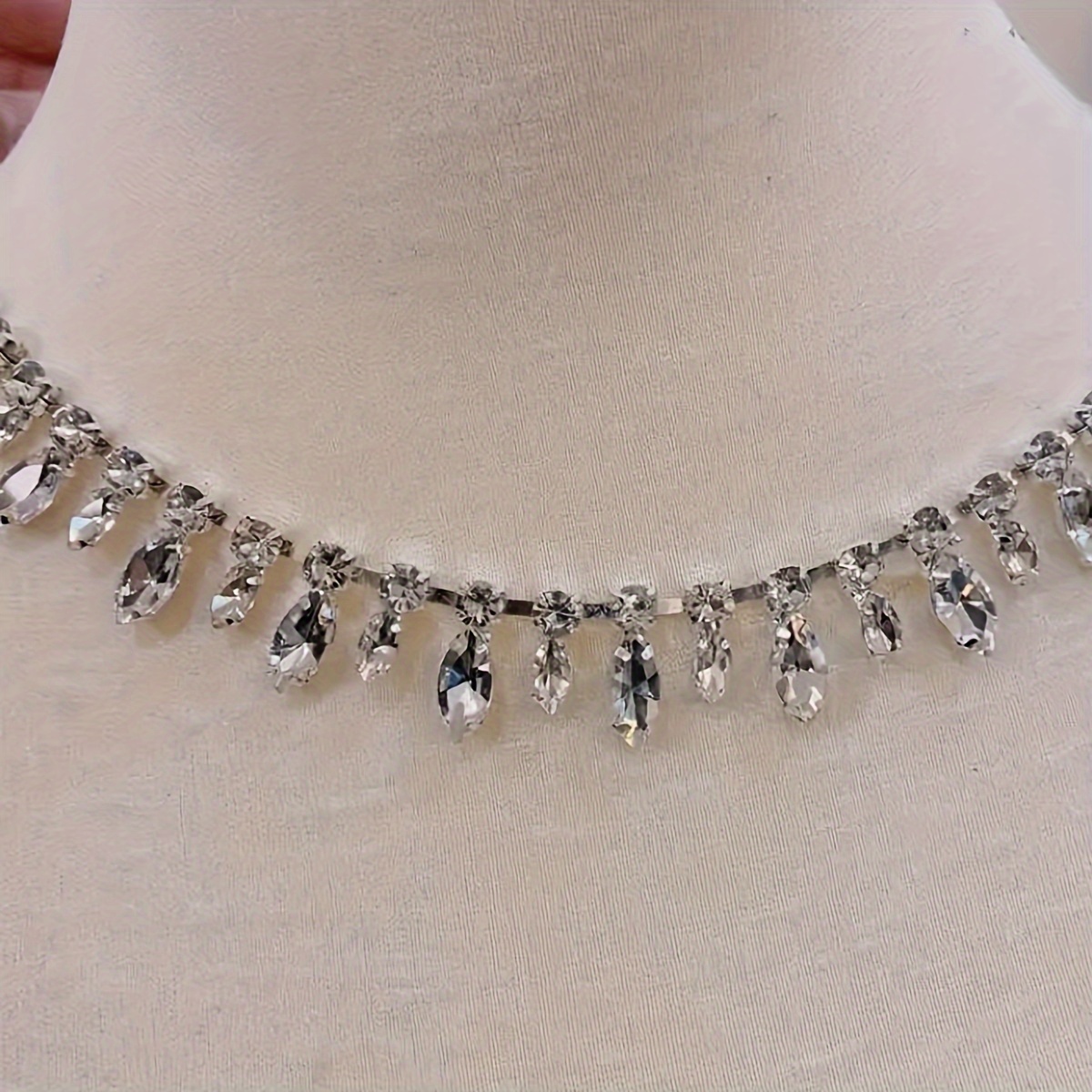 

Elegant Rhinestone Chain Trim For Clothing - White, Hand- Crystal Embellishments For Dresses & Accessories, Sewing Craft Supplies