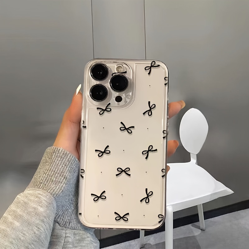 

Coque de téléphone noir avec imprimé nœud simple de