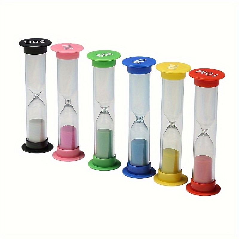 

6pcs, Colorful Sandglass Sand Timer Hourglass Minutes Sand Clock Desktop Ornament Creative Gift For Home Kitchen Decoration