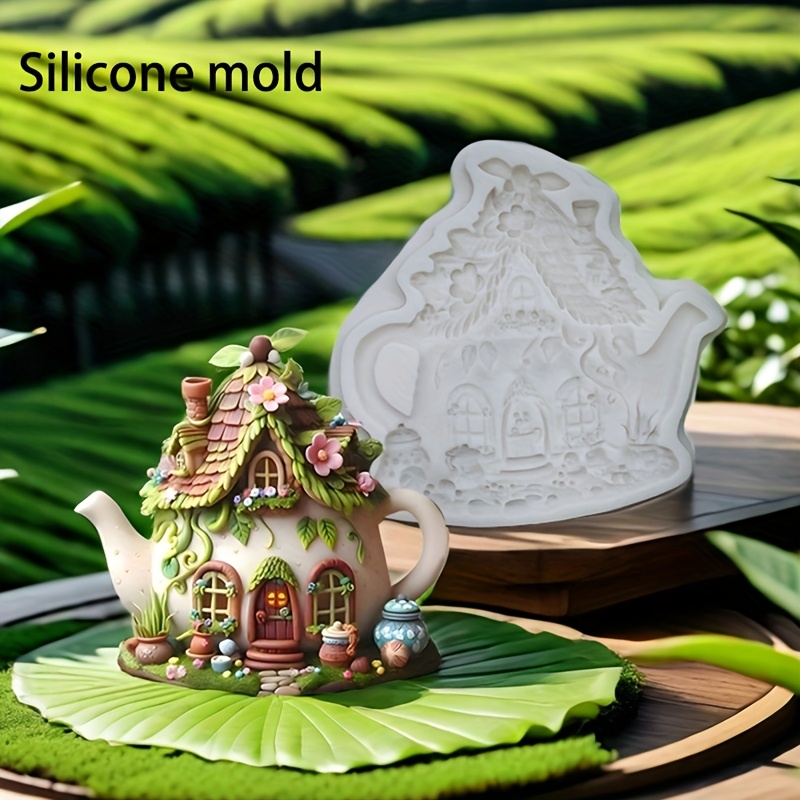 

1pc Tea Pot House Silicone Mold, Diy Fondant Craft Cake Decorating, Baking Kitchen Tool, Artistic Resin Jewelry Casting Liquid Mold For Cake Decorating And Resin Crafts