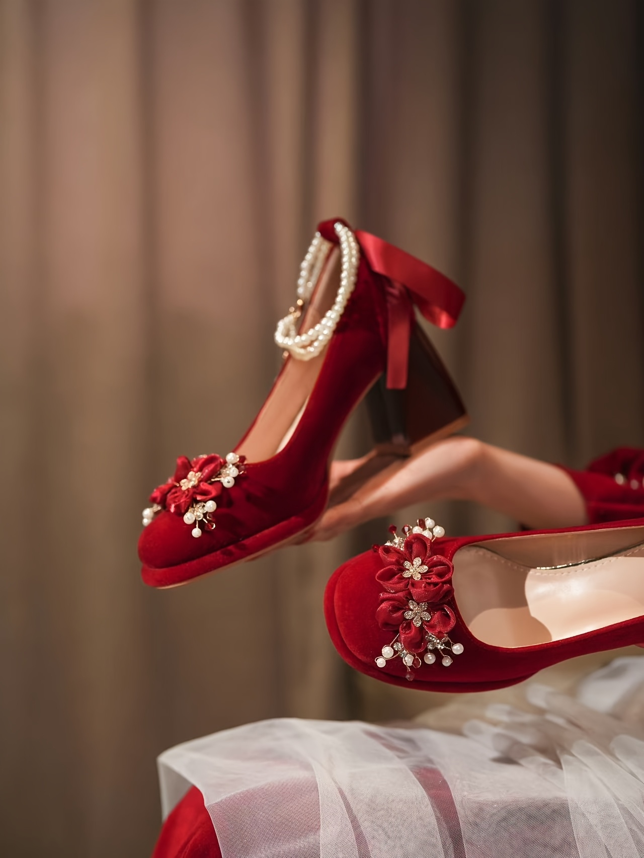 elegant red high heels women thick sole platform shoes Temu