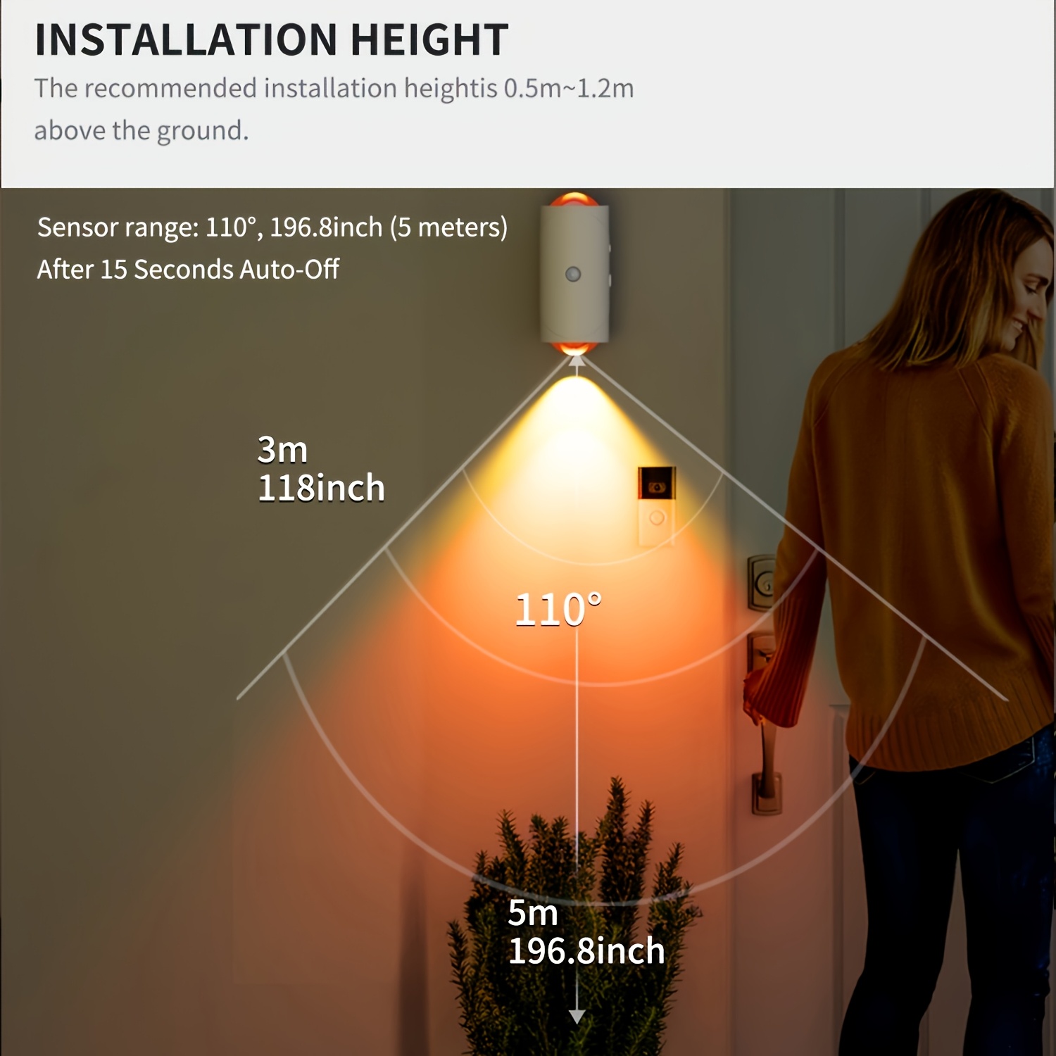 Rechargeable Led Night Light Motion Sensor Wall Lamp Rgb