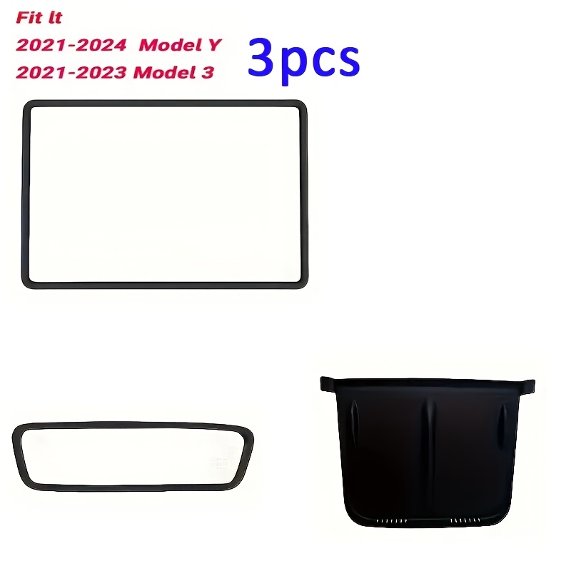 TEMU Suitable For Model 3/y 2021-2023 Interior Silicone Protection Set - Wireless Charging Silicone Anti Slip Pad, Screen Protection Cover, And