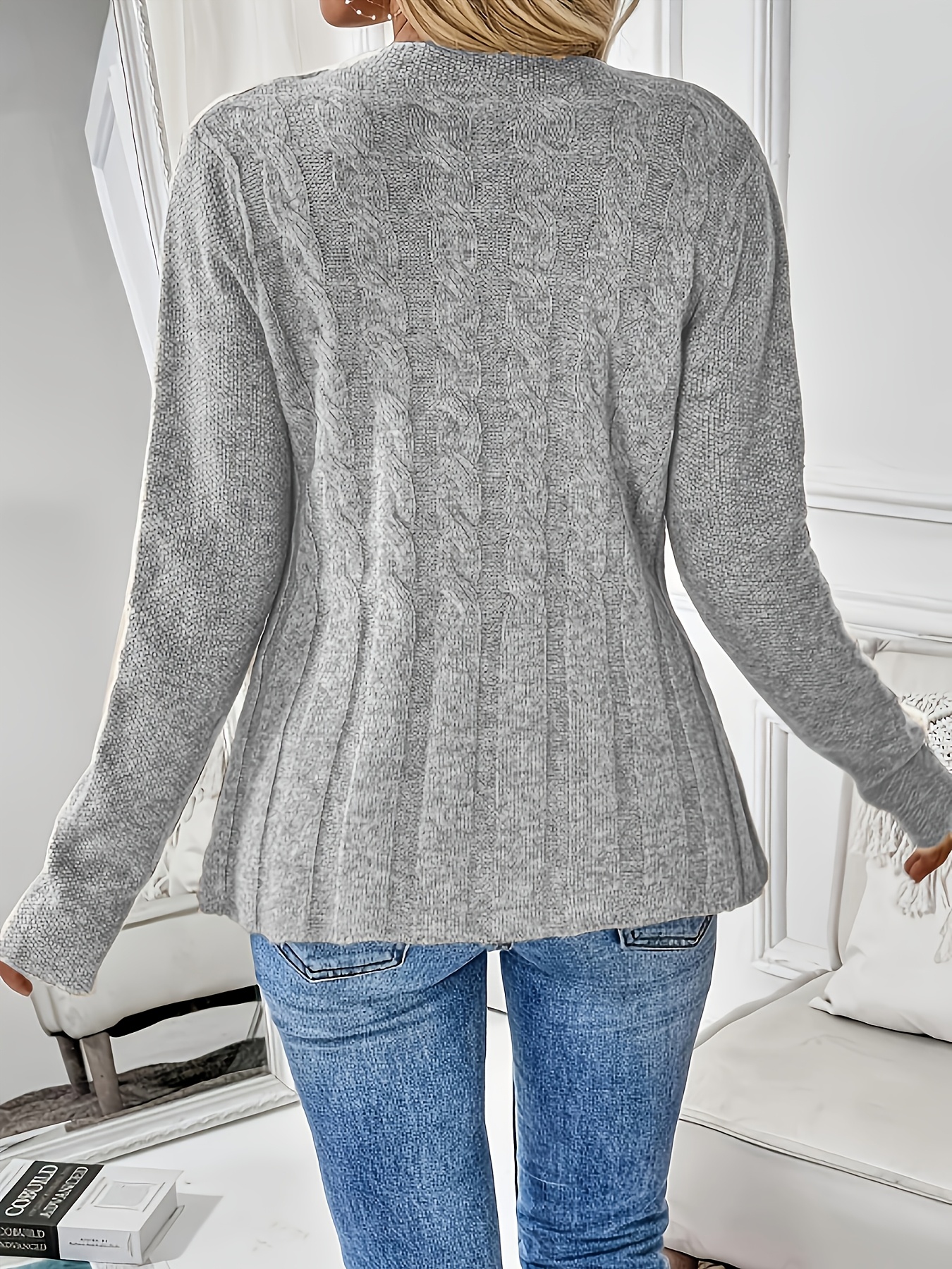 womens elegant cardigan soft sweater like jacket button front closure chic   outerwear for fall winter everyday formal events womens sweater winter clothing casual wear stylish knitwear  