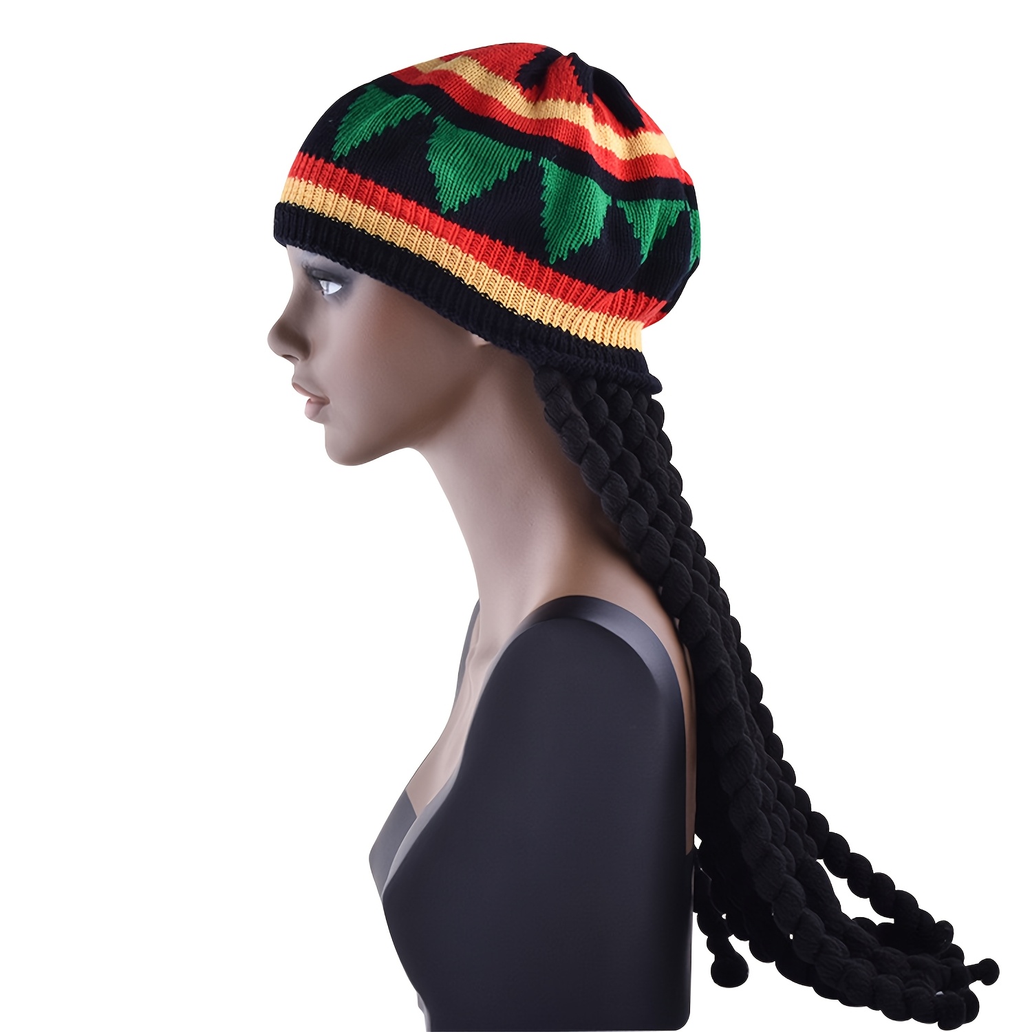 TEMU 1 pièce Chapeau Tresse Factice Cos pour Adulte, Chapeau Perruque pour Homme, Chapeau Rasta Reggae, à Tresse Factice, Chapeau Décoré, Chapeau