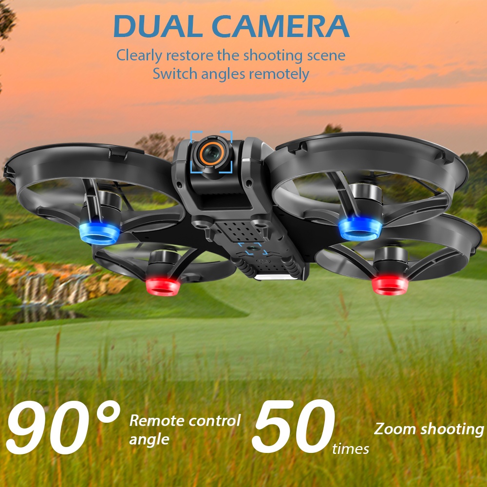Drone S156 z podwójną kamerą i dużym pilotem - obserwacja scen w czasie rzeczywistym, pozycjonowanie optyczne - stabilny lot, regulowane kamery elektronicznie - 720P, 360° ochrona, bezpieczeństwo antykolizyjne, przełączane prędkości, tryb bezgłowy, LED nawigacyjne światła nocne, idealny do fotografii lotniczej, zestaw podróżny, prezent na święta lub urodziny