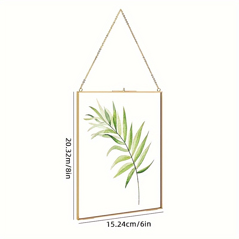 Brass Hanging Photo Frame,8x12 Inch Double Glass Frame For Pressed Flowers,clear Artwork Display Frame Wall Mounted Photos Frame