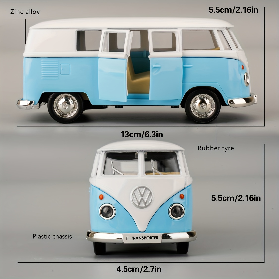 E-shop Simulation 1:36 Zinklegierung Goldener Volkswagen Bus T1 Bus Touristenwagen Limousine Sportwagen Modell Tür Öffnen Rückzieh Spielzeugauto Jungen