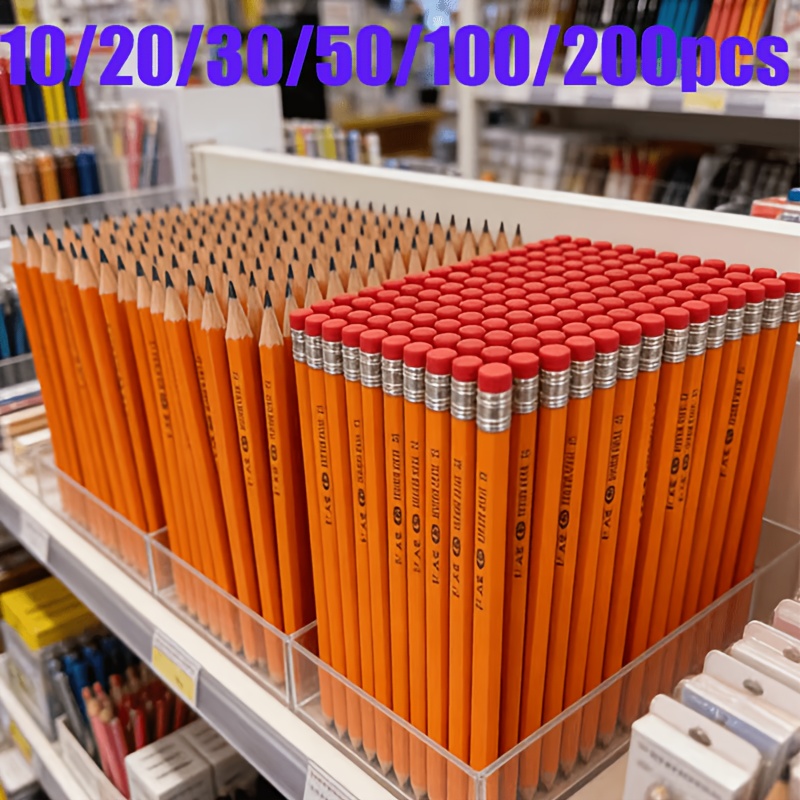   30 50 100 200 pack latest model 2b pencils with erasers 0 5mm yellow hexagonal writing pencils school supplies resistant to breakage for daily use suitable for multiple holidays