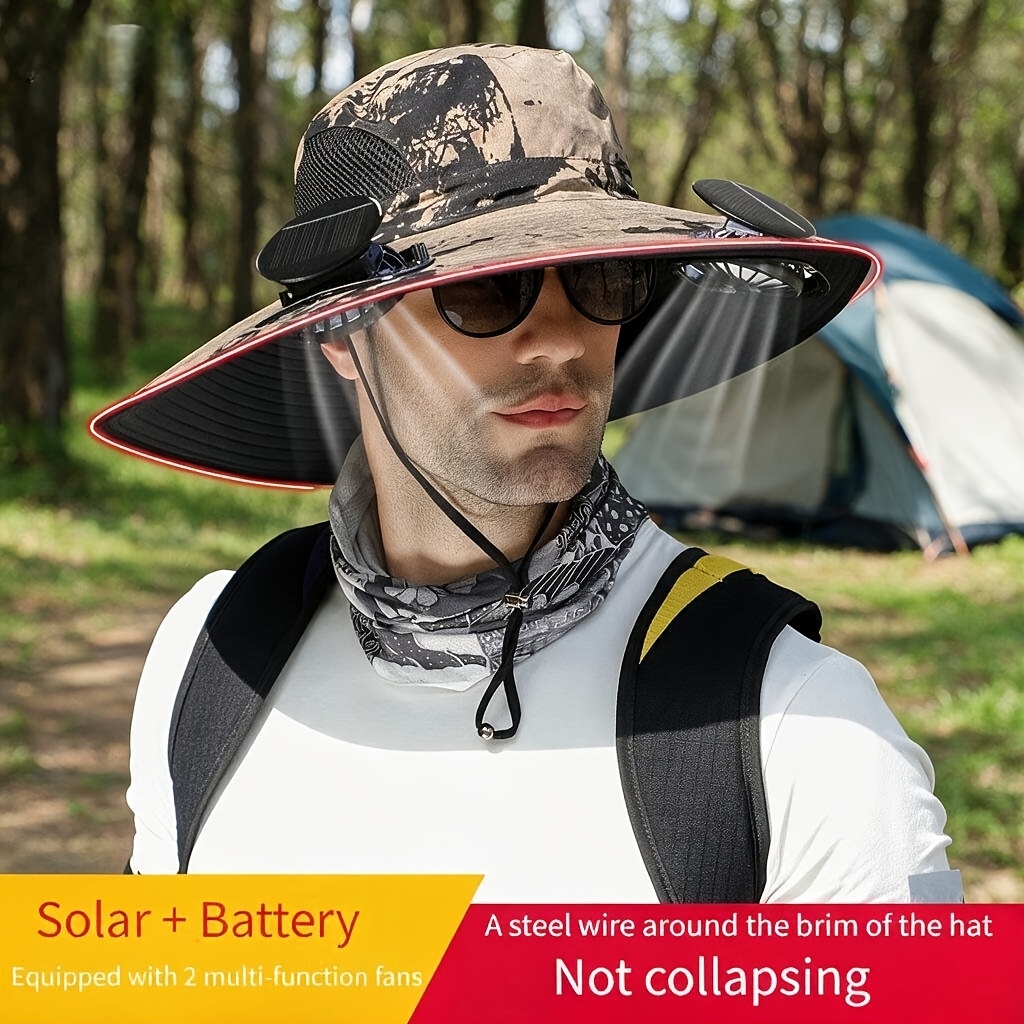 TEMU -powered Silent Hat | 15cm Widened Brim | Source: Solar + Usb. Built-in High-sensitivity Light-activated Chip, Turns On With Light, No Manual