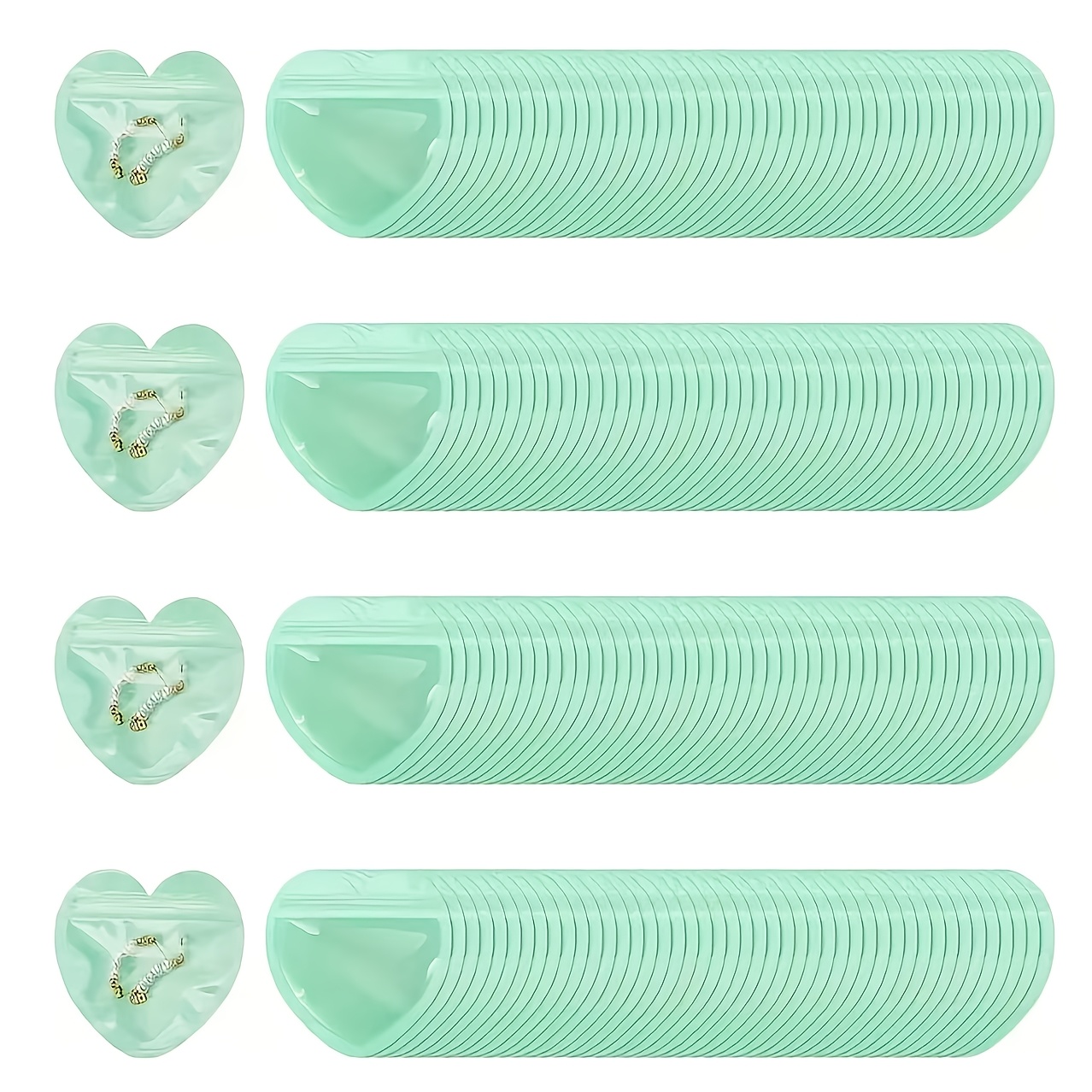 TEMU 100pcs Sacs à Bijoux Réutilisables de Cœur Transparents - Idéaux pour , Anniversaires, Halloween, Saint-Valentin, Noël & Tous les Emballages