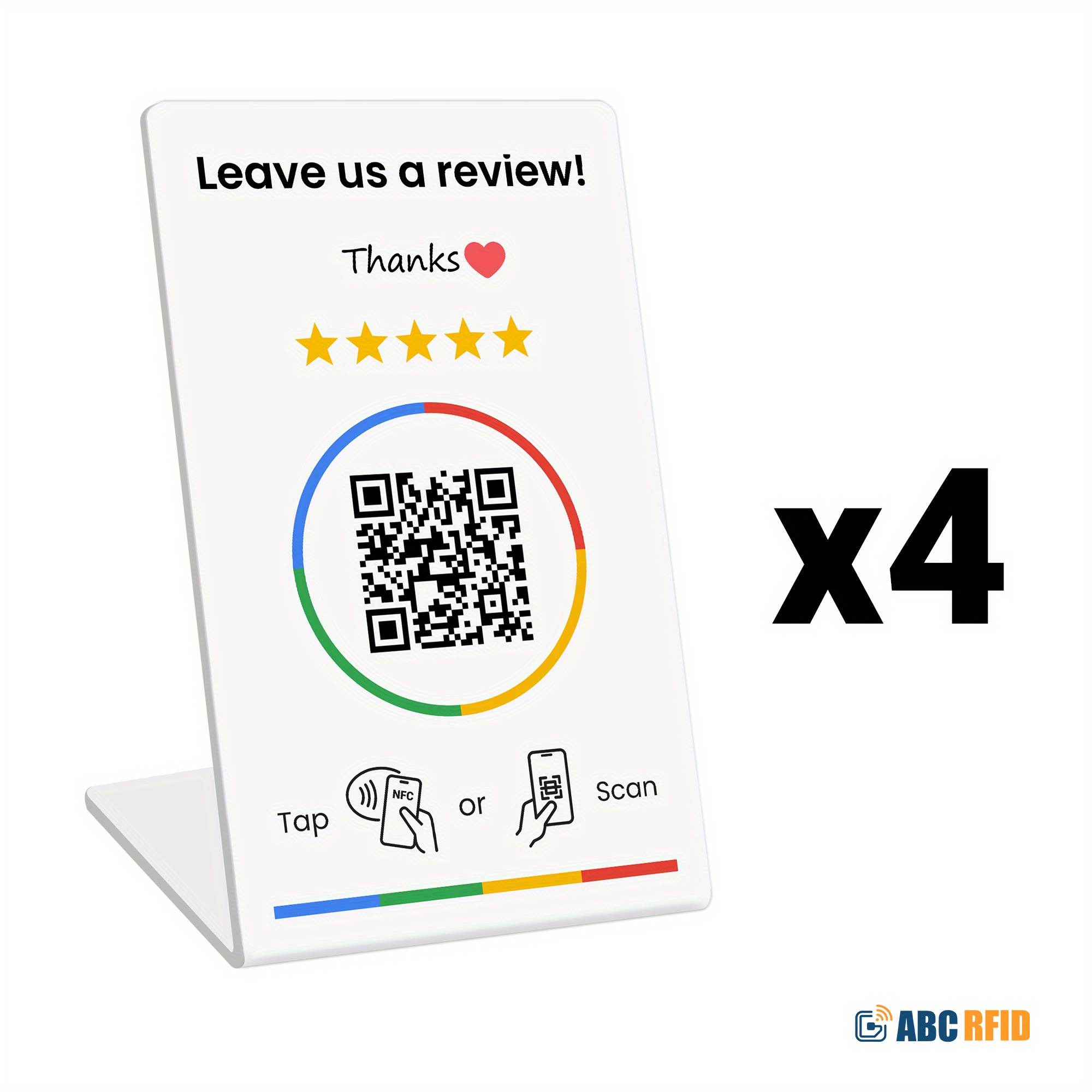 TEMU Supporto di social media per aziende - Tap NFC e codice QR, facile configurazione con gestione del collegamento per recensioni, PVC resistente,