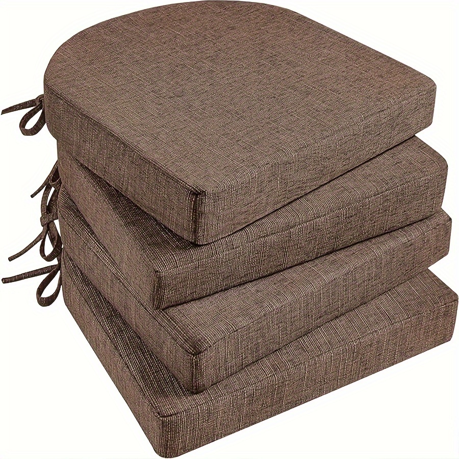 4 brown chair cushions medium soft polyester boat seat cushions lightweight non slip machine washable suitable for home and outdoor use