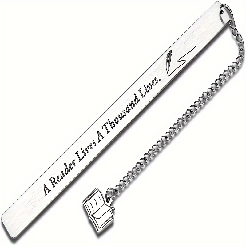 1pc Stainless Steel Bookmark With Leaf Design - "a And 1 Times Lives" Engraved, Ideal For Teens - Perfect Back To School, Birthday, Graduation, Christmas Gift
