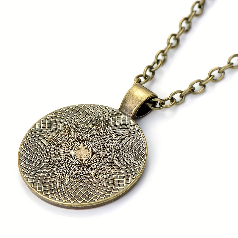 Brown Metal Chain Necklace with Colorful Brain Surface Design