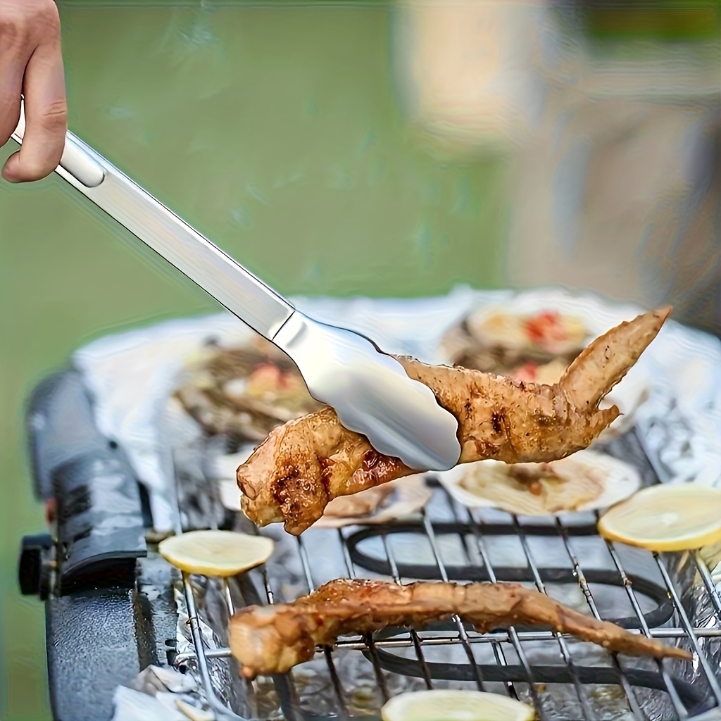 3pcs Stainless Steel Kitchen Tongs Set - 3 Heavy-Duty Food Tongs with Locking Design, Serving Tongs, Food Tongs, BBQ Tongs, Stainless Steel Fruit Tongs, Bread Tongs, Steak Tongs, Salad Tongs, Dessert Tongs, Non-Slip, Suitable for Buffet