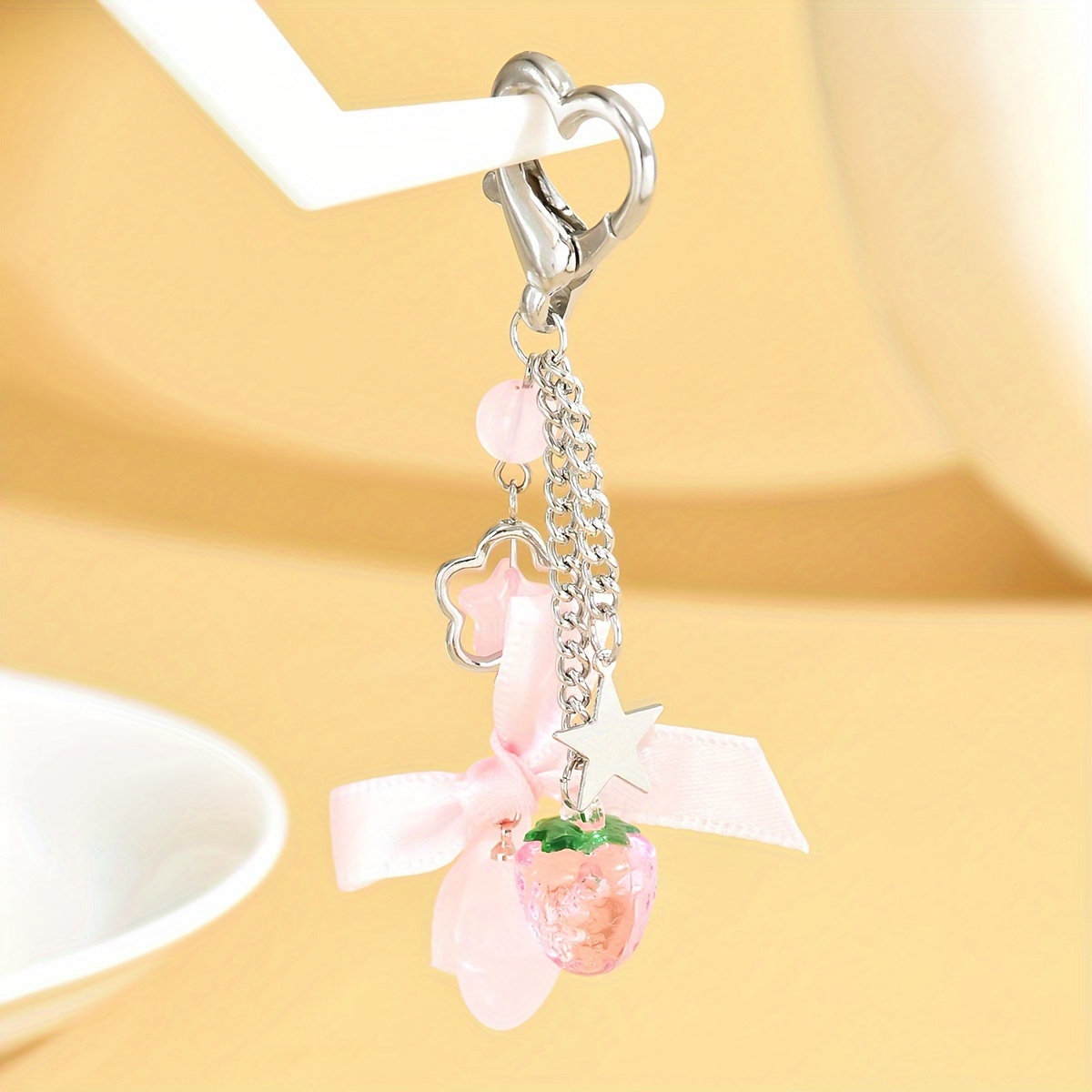 

1pc Alloy -shaped Keychain And Bow , Decorative Ladies Keyring For