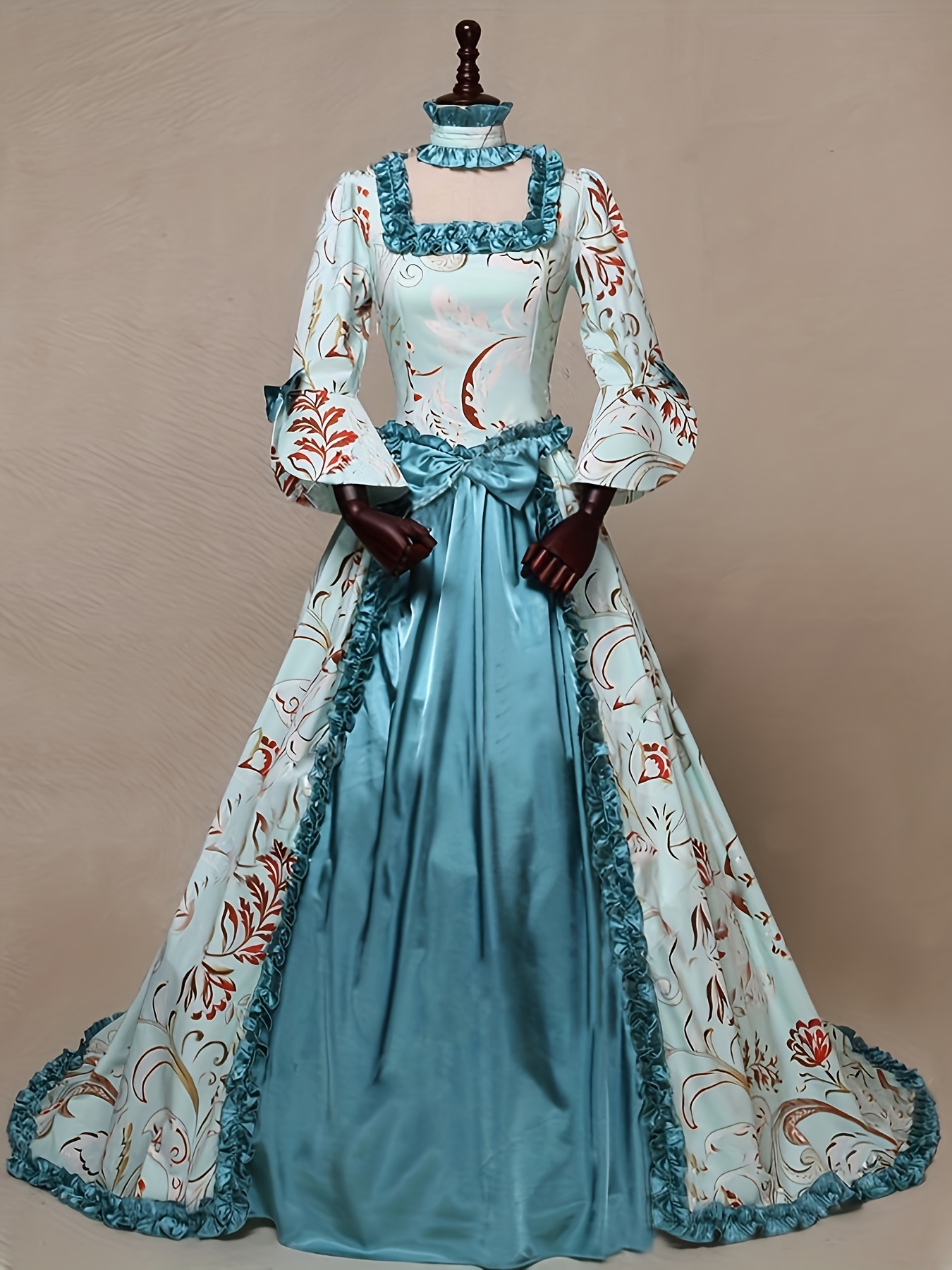 medieval victorian court gown dress turquoise blue vintage Temu - Main Image
