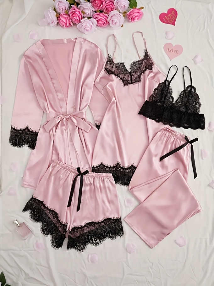 Elegant 5-Piece Satin and Lace Pajama Set/Conjunto de pijama elegante de satin y encaje 5 piezas 84ab4aa0 3ddc 46d6 92d8 3d8575acd22f