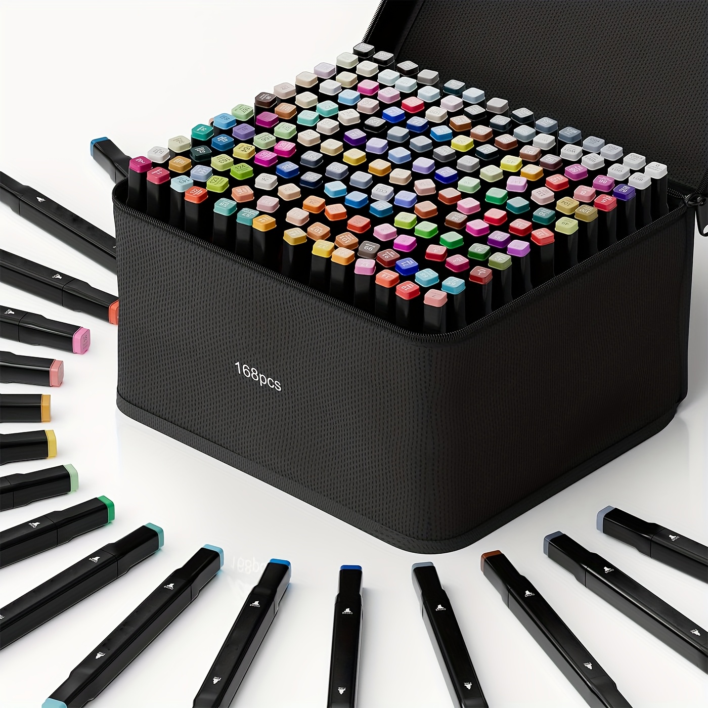 E-shop Alkoholbasierter Kunstmarker-Set, 168 kräftige Farben mit Doppelspitzen für Skizzieren, Ausmalen, Illustration, Schnelltrocknendes Tinten mit