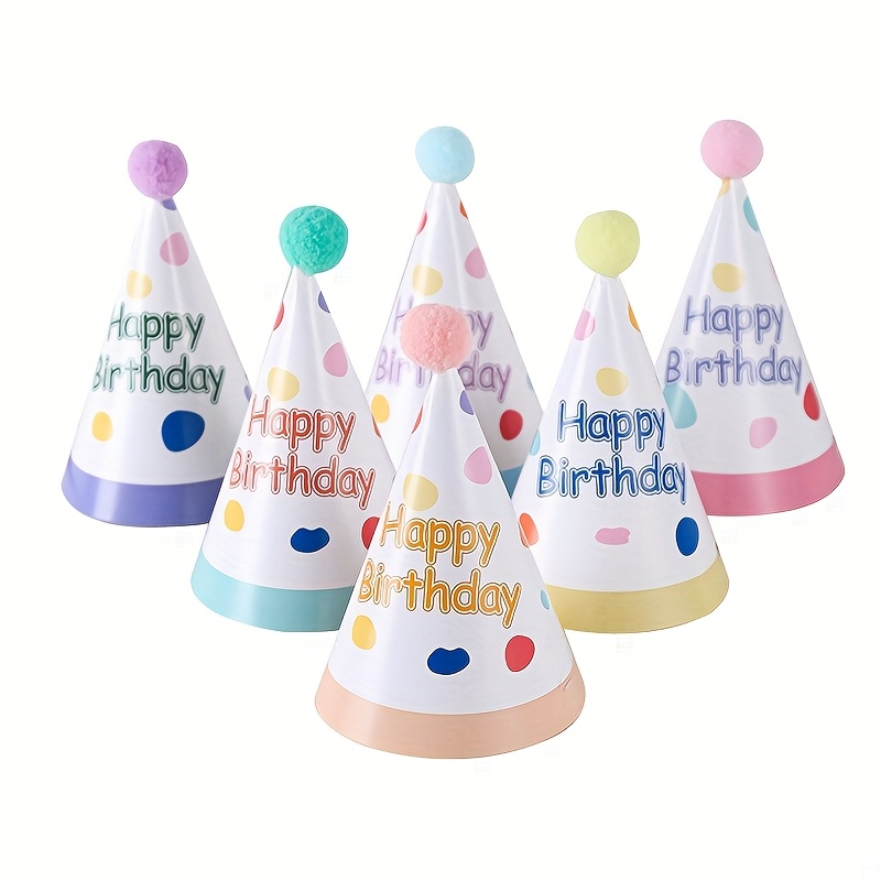 6pcs Cute Party Hats Conical Birthday Hat Disposable Paper Hats Suitable For Festive Parties, Birthdays, And Occasions Flat Shipping For Christmas,newyear,valentine,party Events