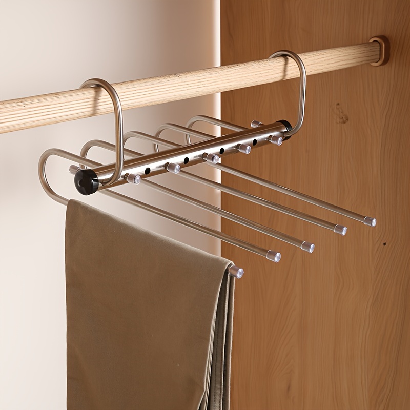 foldable pants rack multifunctional trouser hanger multi layer     pants clip wardrobe storage gadget for hanging pants details 6