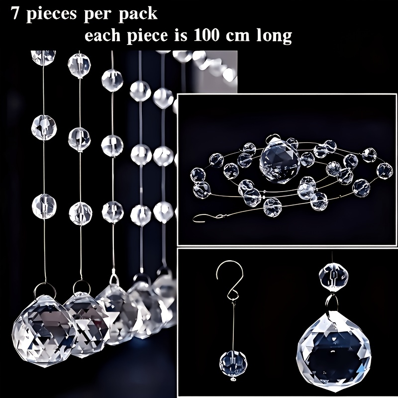 TEMU Set di 7 nappe lussuose in acrilico 2D piatte, ciascuna lunga 100,01 cm, pendenti rotondi lucidi, adatte per decorazioni di nozze e Natale, per