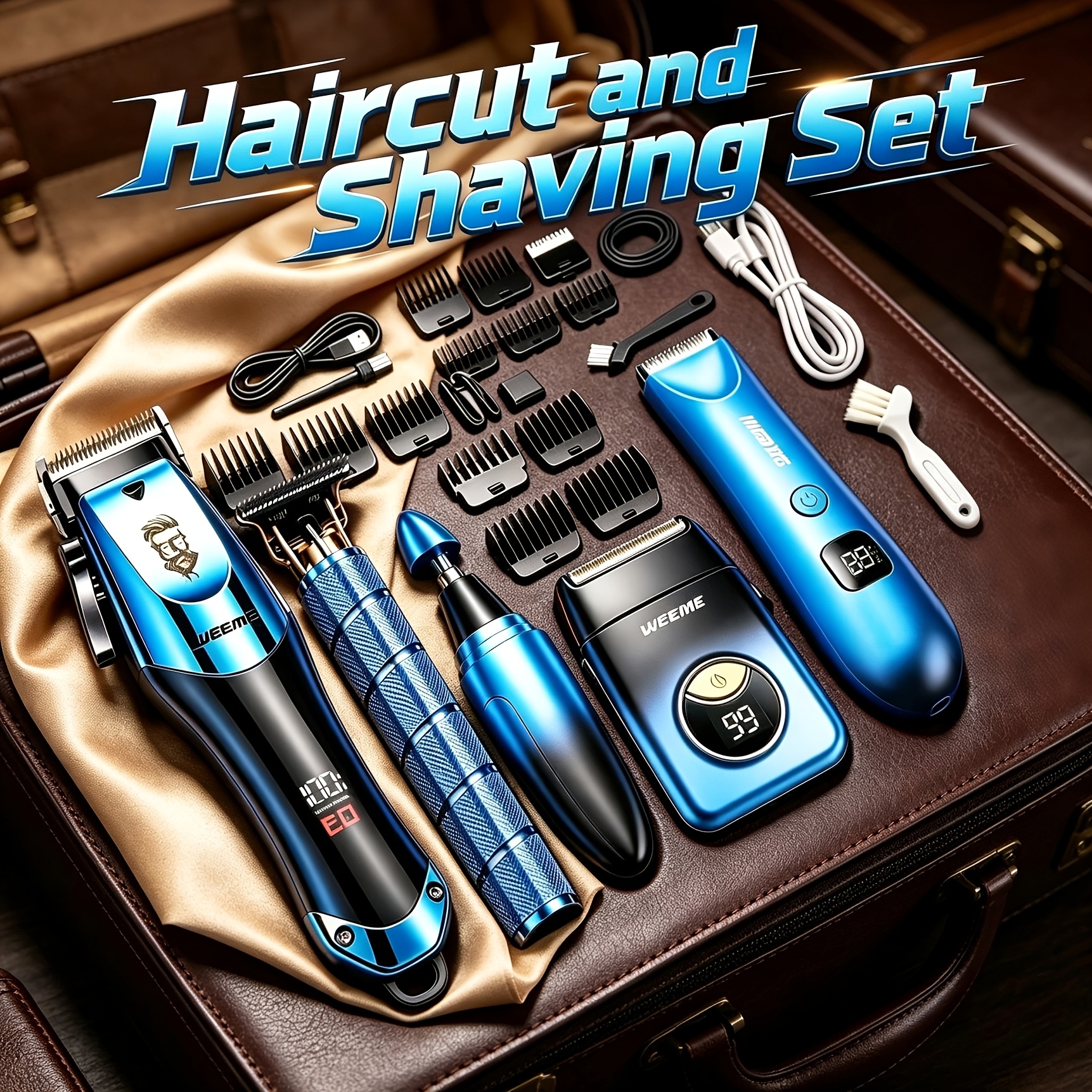 TEMU Weeme 5 In 1 Men Grooming Kit, Professional Hair Clippers& Trimmer, Foil Shaver, Nose Hair Trimmer, Body Trimmer, 2/4/5pcs Usb Rechargeable