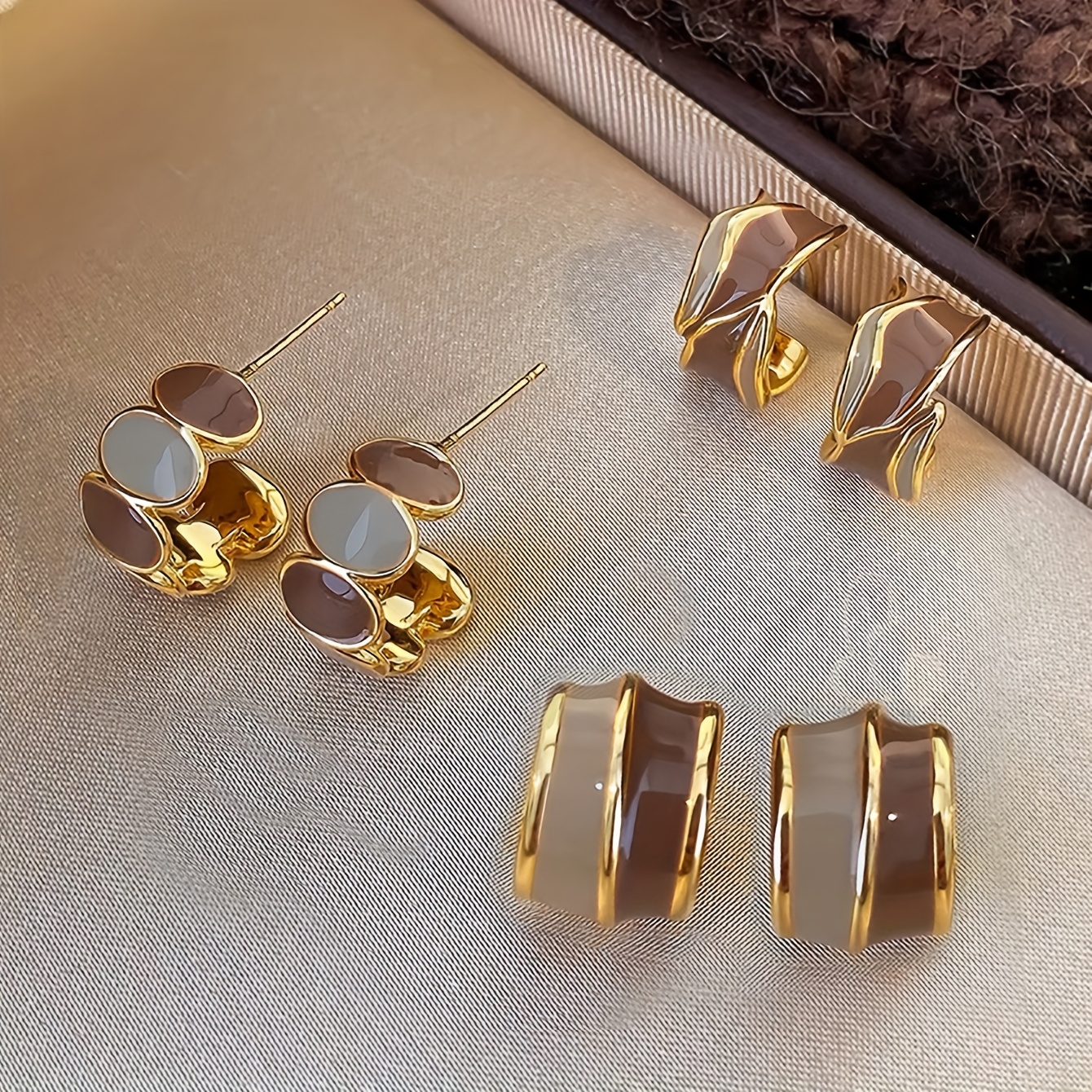 Image of 3 Pairs Of High-end, Simple, Fashionable, Elegant, , Color , Unique, Daily Casual Gathering Women's Earring Set