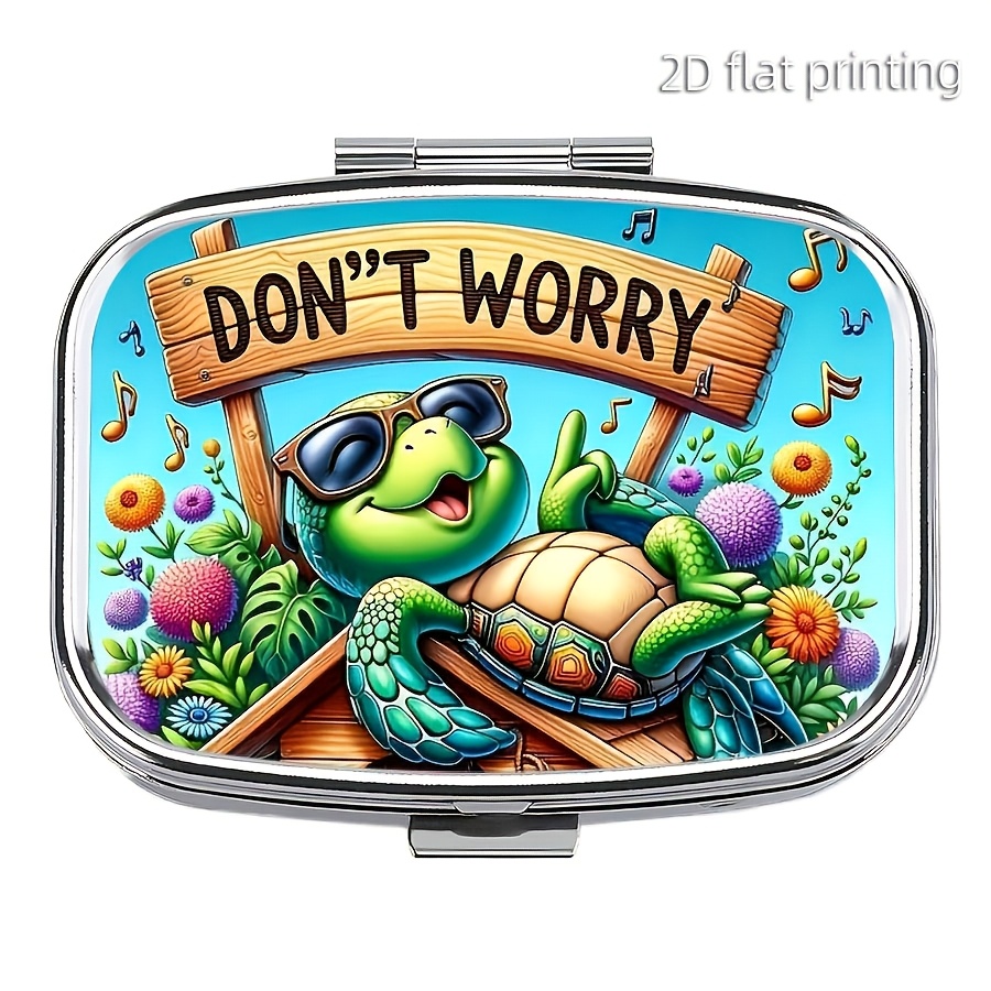 1pc Don't Worry Pill Case, 2-compartment Portable Medicine Box For Pills, Compact Travel Pill Organizer For Pocket Or Purse, Unique Gift