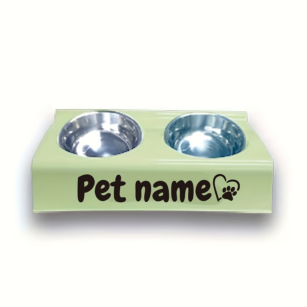 TEMU (customized) Personalized Integrated Bowl Pet Bowl, Double Bowl With Custom Name 2 Cat Bowls, Anti-knocking Cat And Dog Food Bowls And Dog Bowls