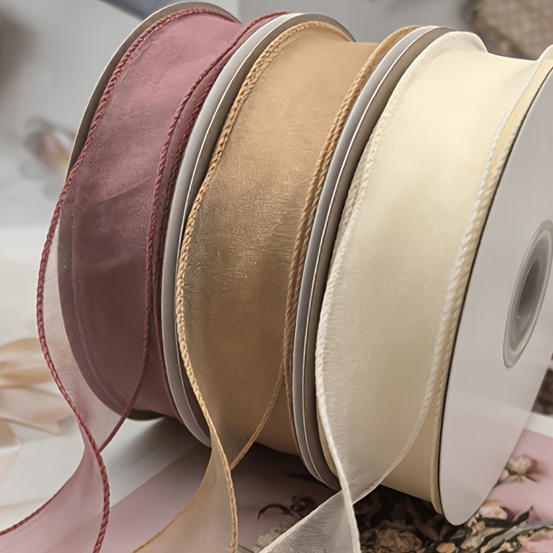TEMU Set da 3 pezzi di nastri in pizzo organza , adatti per decorazione bouquet, confezione regalo, decorazione di nozze e ornamenti, a , albero di