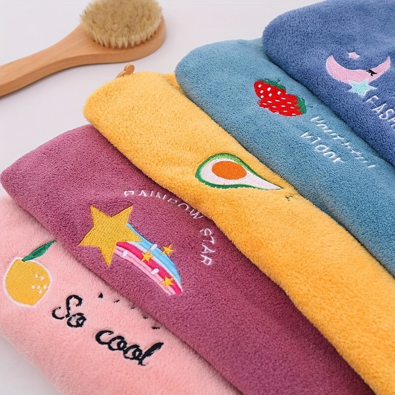 

1pc Embroidered Cute Hair Wrap Towel, Absorbent & Quick-drying Lady's Turban, Super Soft Dry Hair Cap, For Long & Short Hair, Ideal Bathroom Supplies