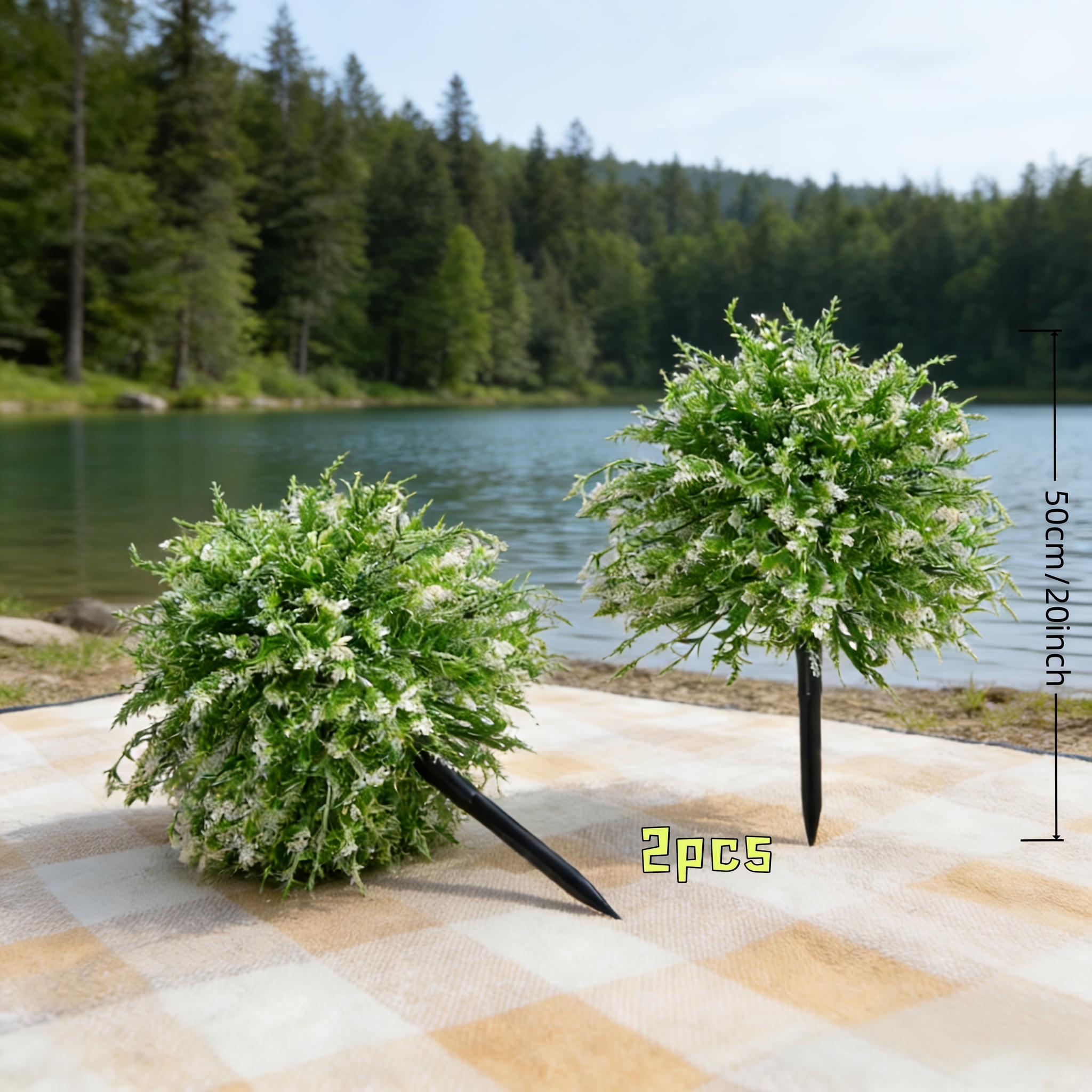 Image of 2 Bundles White Lavender Plug-in Sets - With Nails Straight-insert Artificial Bouquet - Suitable For Porch, Indoor Balcony, Courtyard Fake Trees, Outdoor Gardens, , , Halloween