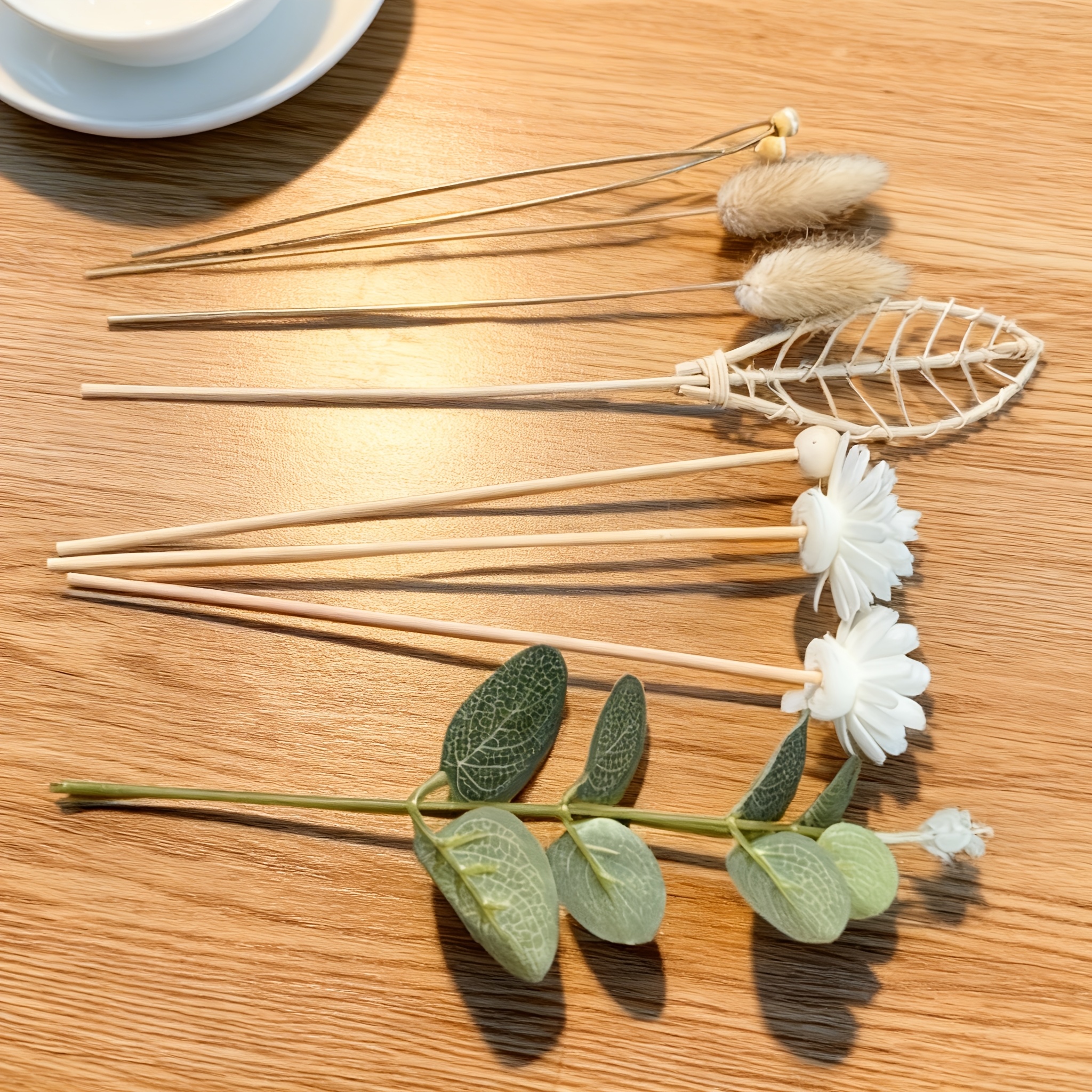 Image of Aromatic Diffuser Set With Reed Sticks And Balls, Featuring Flower Leaves, Ideal For Home Decor, Restaurant Decoration, Room Ambiance, Wedding And Party Decor